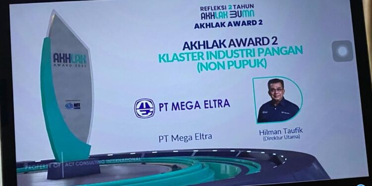 Mega Eltra Raih Penghargaan di Ajang Refleksi 2 Tahun Core Values AKHLAK BUMN 2022